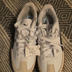 Puma Classic White and Beige Sneakers